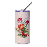 Floral Tumbler, Tulip Tumbler, Strawberry Tumbler, Flower Tumbler, Botanical Drinkware, Trendy Tumbler, Gift Tumbler, Vintage Inspired - Tawshia